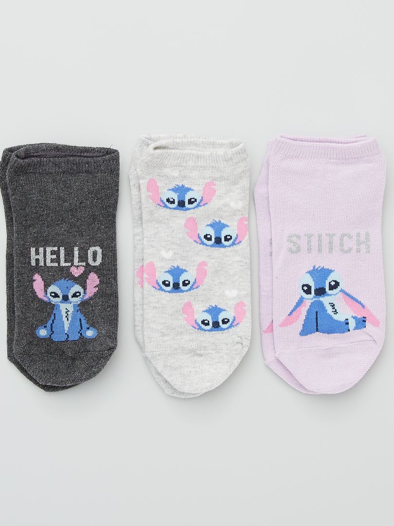 Pack de 3 calcetines tobilleros 'Stitch' GRIS - Kiabi