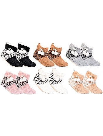 Pack de 3 Calcetines y Pantuflas Mujer Térmicas Antideslizantes