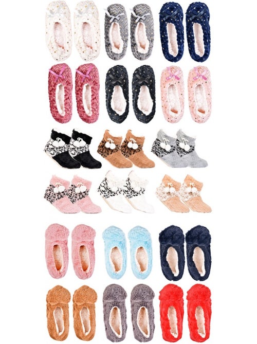 Pack de 3 Calcetines y Pantuflas Mujer Térmicas Antideslizantes - Kiabi