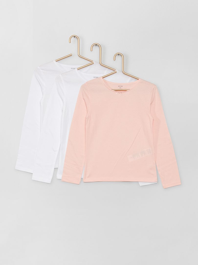 Pack de 3 camisetas de algodón blanco/rosa - Kiabi