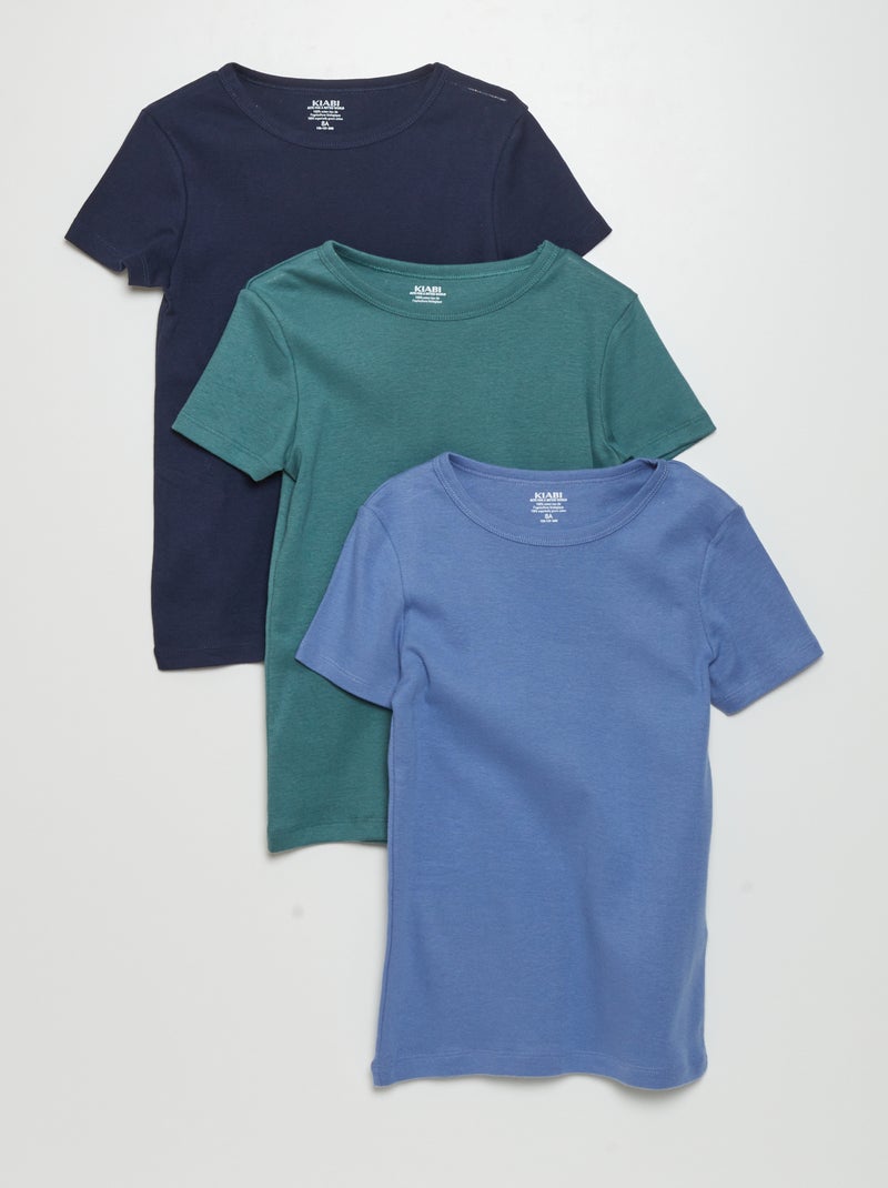 Pack de 3 camisetas de manga corta AZUL - Kiabi