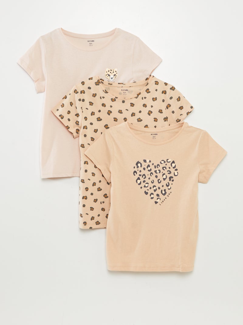 Pack de 3 camisetas de manga corta BEIGE - Kiabi