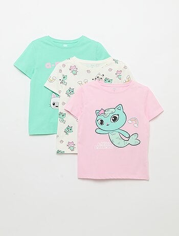 Pack de 3 Camisetas de manga corta 'Gabby y la casa mágica'