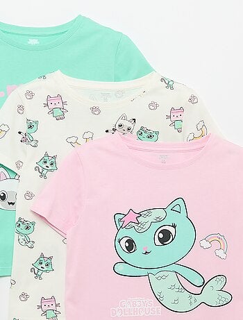 Pack de 3 Camisetas de manga corta 'Gabby y la casa mágica'