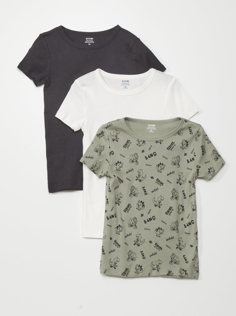 Pack de 3 camisetas de manga corta GRIS - Kiabi