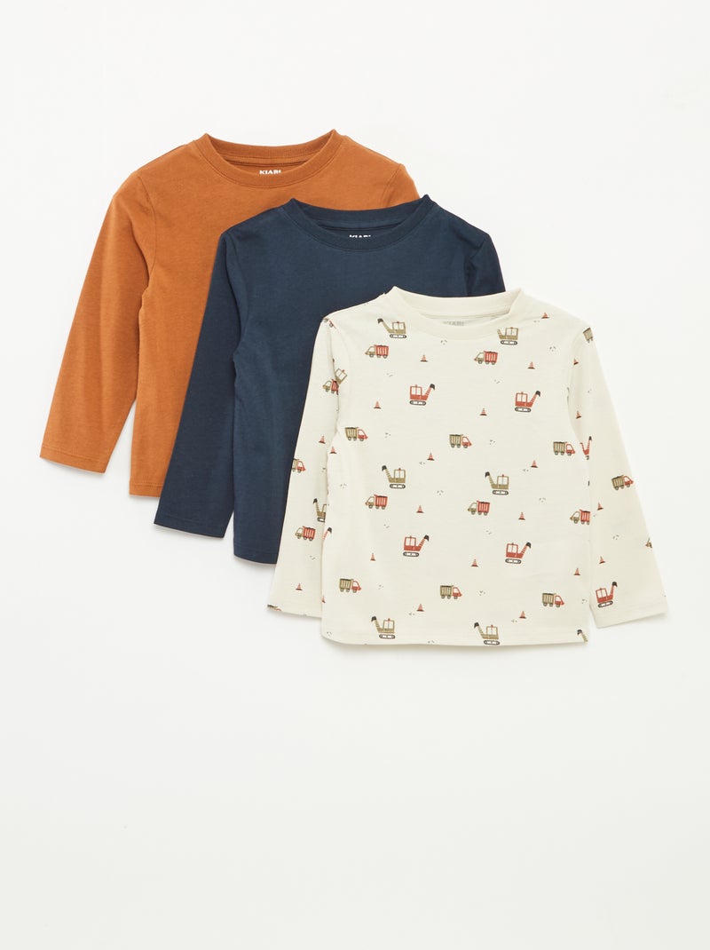 Pack de 3 camisetas de manga larga 1 de ellas con motivo Gris - Kiabi