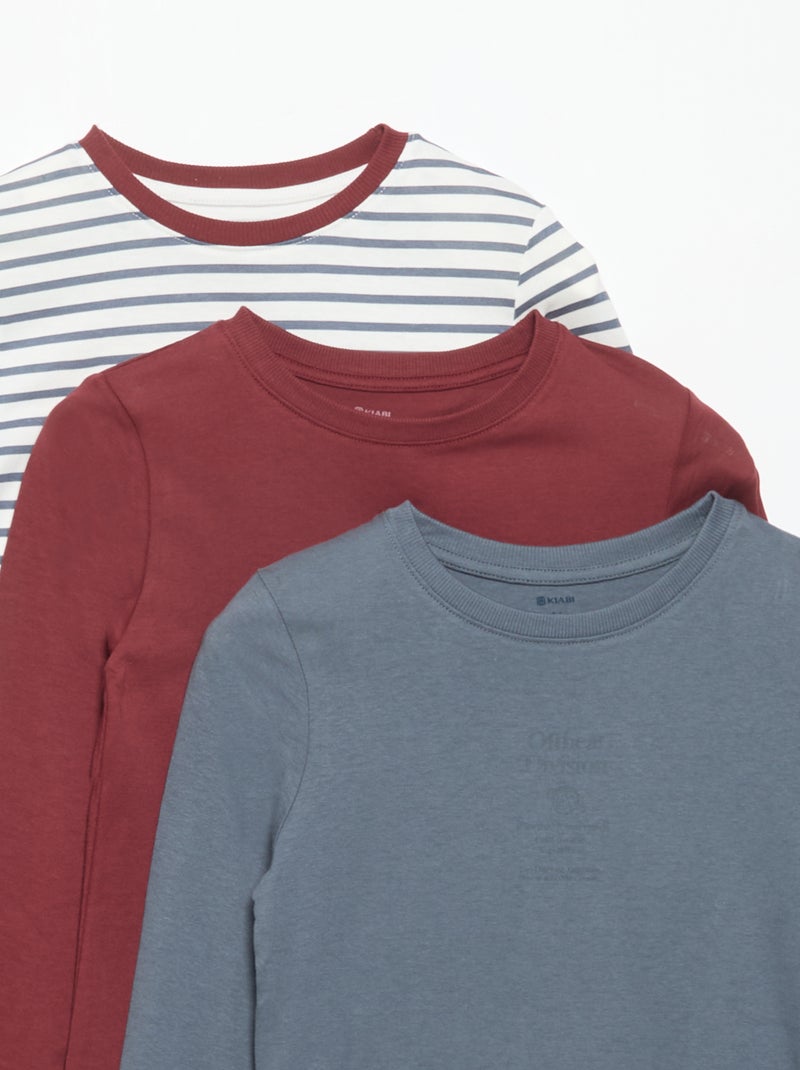 Pack de 3 camisetas de manga larga Azul - Kiabi