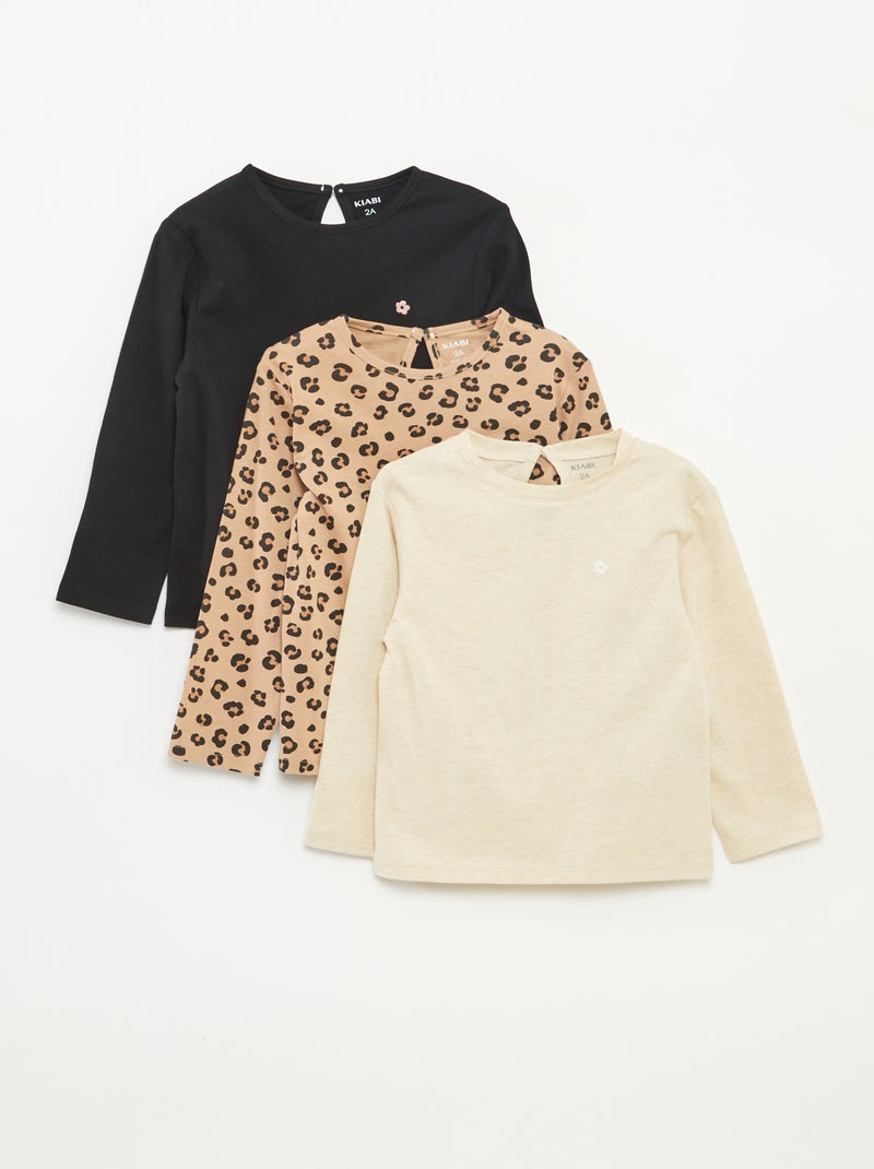 Pack de 3 camisetas de manga larga Beige - Kiabi