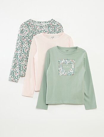 Pack de 3 camisetas de manga larga con cuello redondo