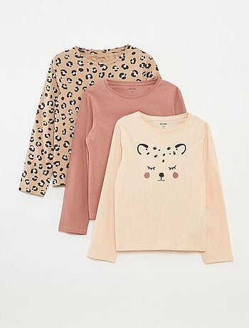 Pack de 3 camisetas de manga larga con cuello redondo