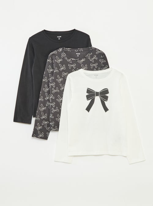 Pack de 3 camisetas de manga larga con cuello redondo - Kiabi