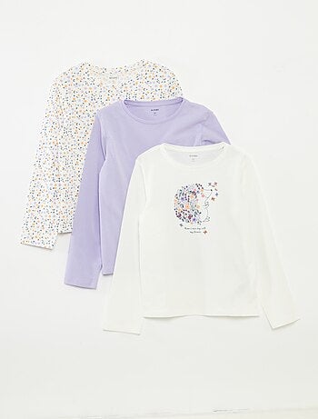 Pack de 3 camisetas de manga larga con cuello redondo