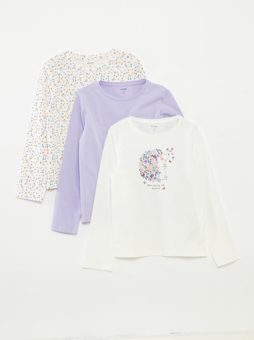 Pack de 3 camisetas de manga larga con cuello redondo - Kiabi