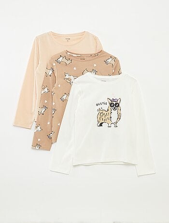 Pack de 3 camisetas de manga larga con cuello redondo