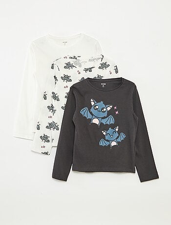 Pack de 3 camisetas de manga larga con cuello redondo
