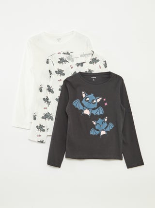 Pack de 3 camisetas de manga larga con cuello redondo