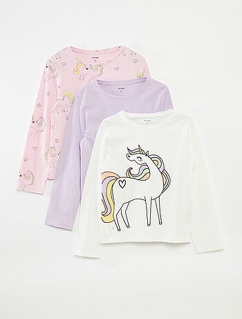 Pack de 3 camisetas de manga larga con cuello redondo