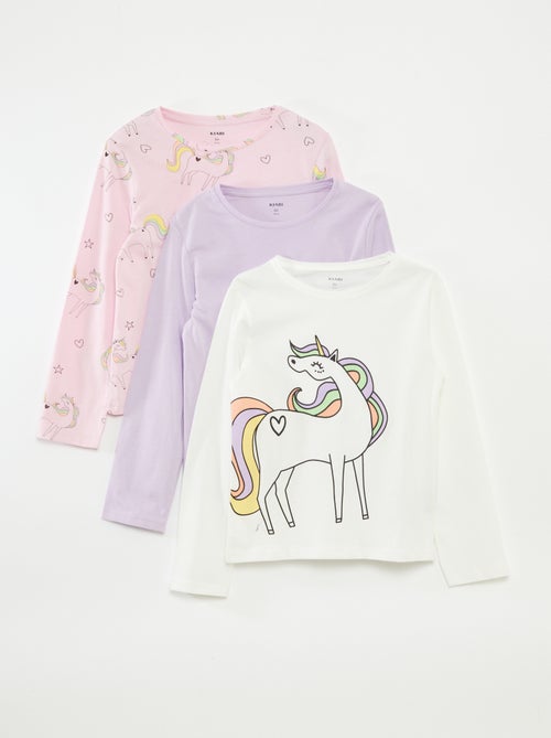 Pack de 3 camisetas de manga larga con cuello redondo - Kiabi