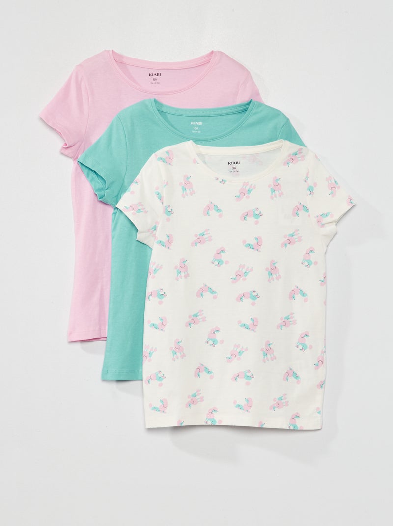 Pack de 3 camisetas de punto con cuello redondo BLANCO - Kiabi