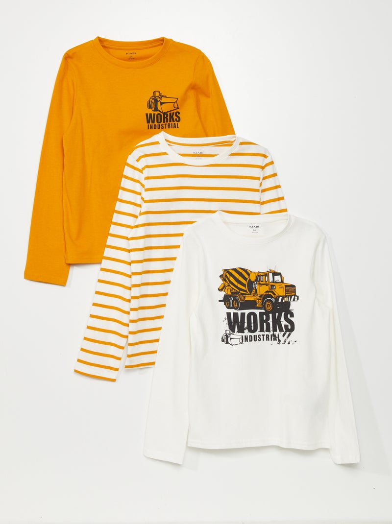 Pack de 3 camisetas de punto de manga larga BLANCO - Kiabi