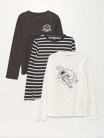Pack de 3 camisetas de punto de manga larga - Kiabi