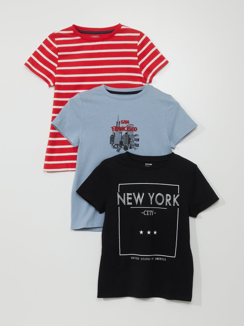 Pack de 3 camisetas de punto NEGRO - Kiabi