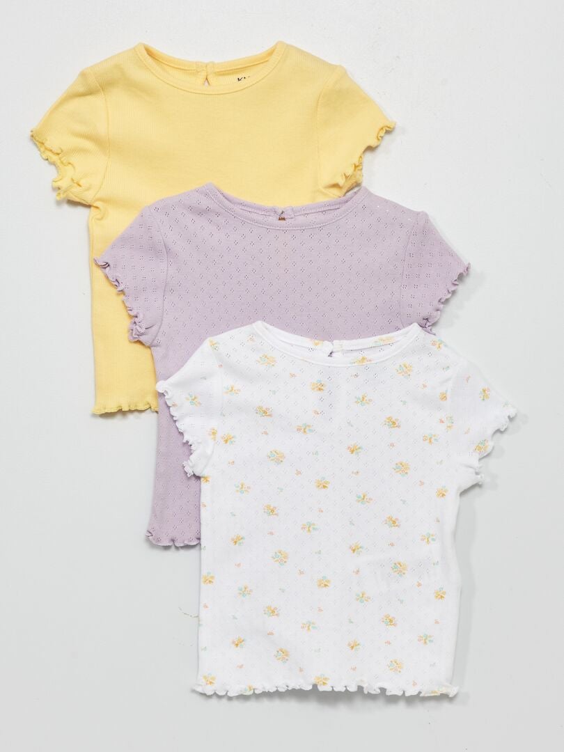 Pack de 3 camisetas de punto pointelle BLANCO - Kiabi