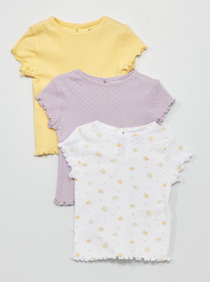 Pack de 3 camisetas de punto pointelle BLANCO - Kiabi
