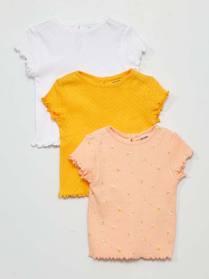 Pack de 3 camisetas de punto pointelle NARANJA - Kiabi
