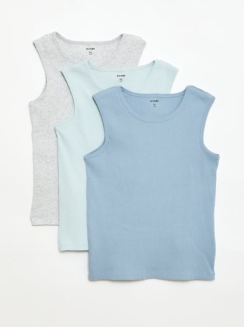 Pack de 3 camisetas de tirantes de canalé - Kiabi