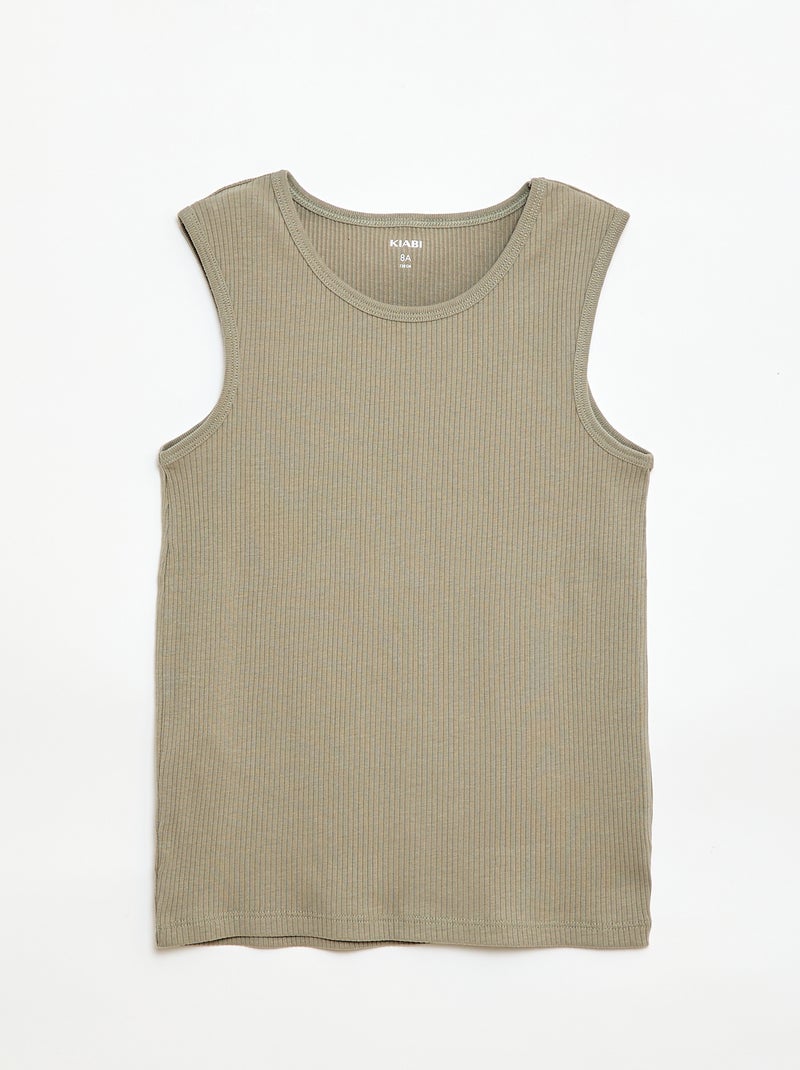 Pack de 3 camisetas de tirantes de canalé Verde - Kiabi