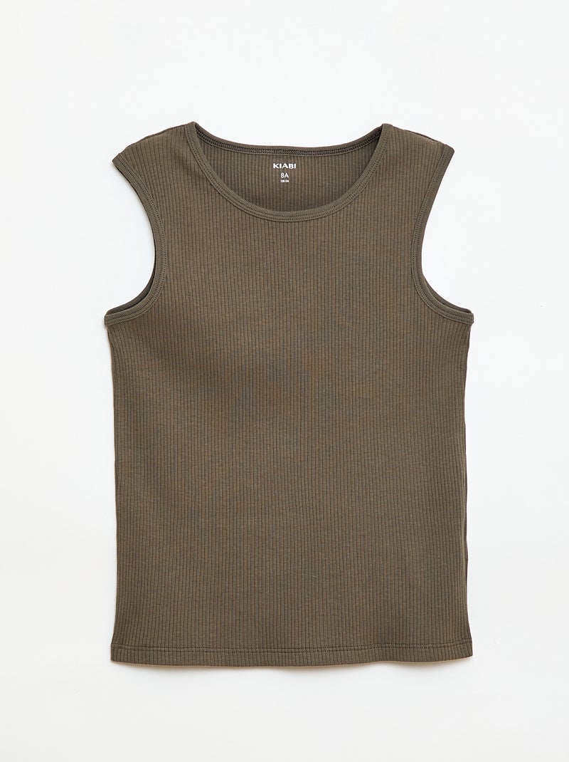 Pack de 3 camisetas de tirantes de canalé Verde - Kiabi