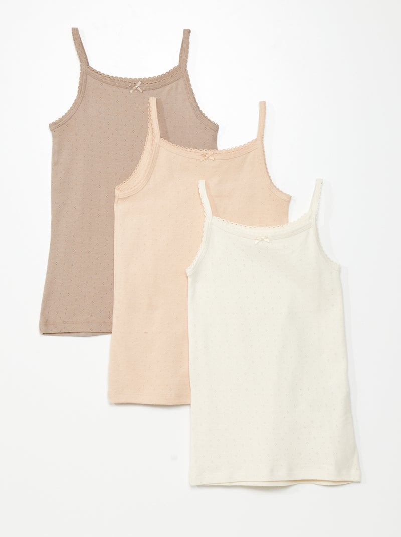 Pack de 3 camisetas de tirantes de punto BEIGE - Kiabi