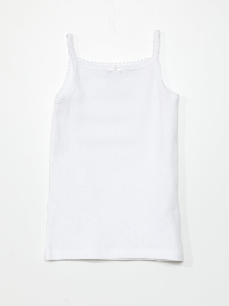 Pack de 3 camisetas de tirantes de punto calado BLANCO - Kiabi