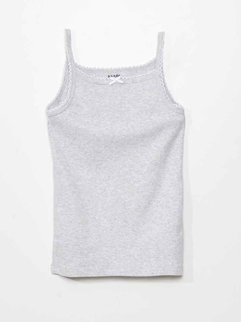 Pack de 3 camisetas de tirantes de punto calado BLANCO - Kiabi