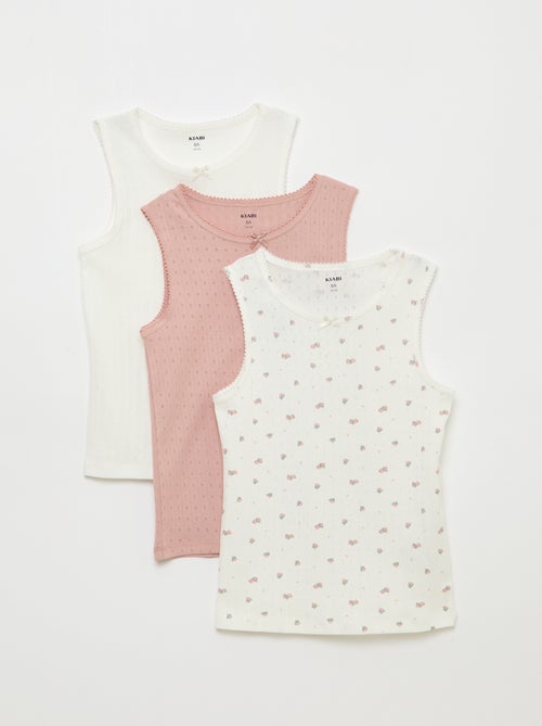 Pack de 3 camisetas de tirantes de punto calado - Kiabi