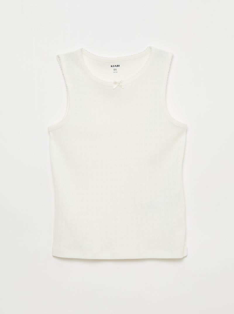 Pack de 3 camisetas de tirantes de punto calado Blanco - Kiabi