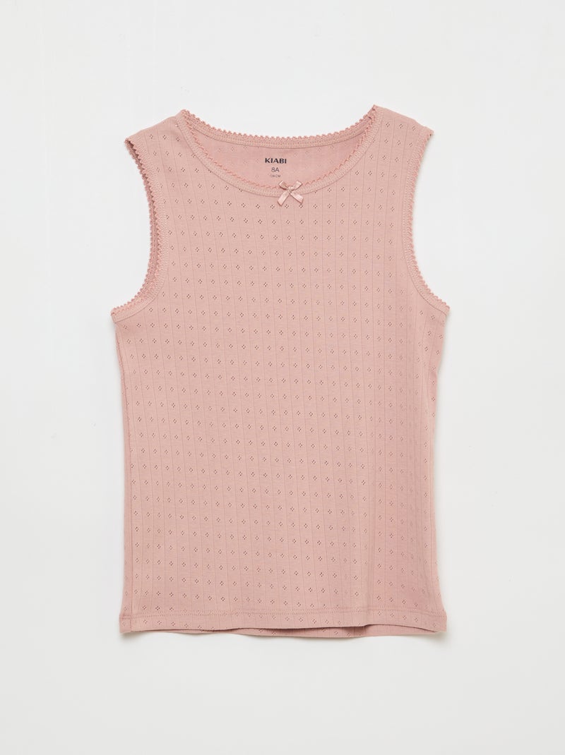 Pack de 3 camisetas de tirantes de punto calado Blanco - Kiabi