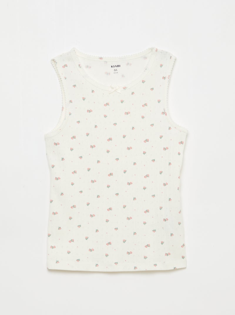 Pack de 3 camisetas de tirantes de punto calado Blanco - Kiabi