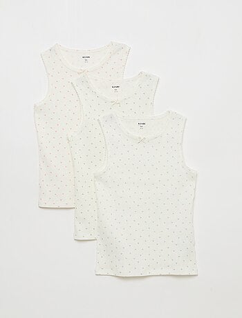 Pack de 3 camisetas de tirantes de punto calado