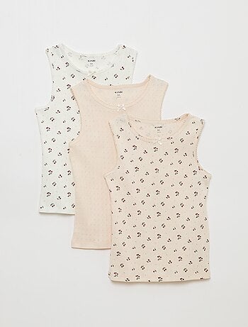 Pack de 3 camisetas de tirantes de punto calado
