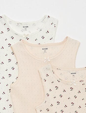 Pack de 3 camisetas de tirantes de punto calado