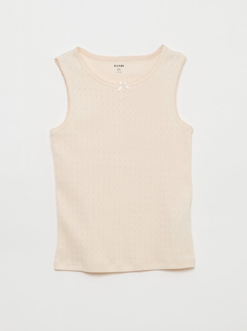 Pack de 3 camisetas de tirantes de punto calado Rosa - Kiabi