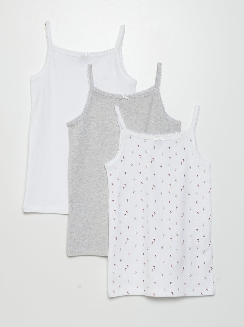 Pack de 3 camisetas de tirantes de punto GRIS - Kiabi