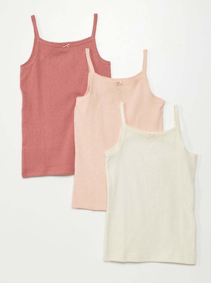 Pack de 3 camisetas de tirantes de punto ROSA - Kiabi