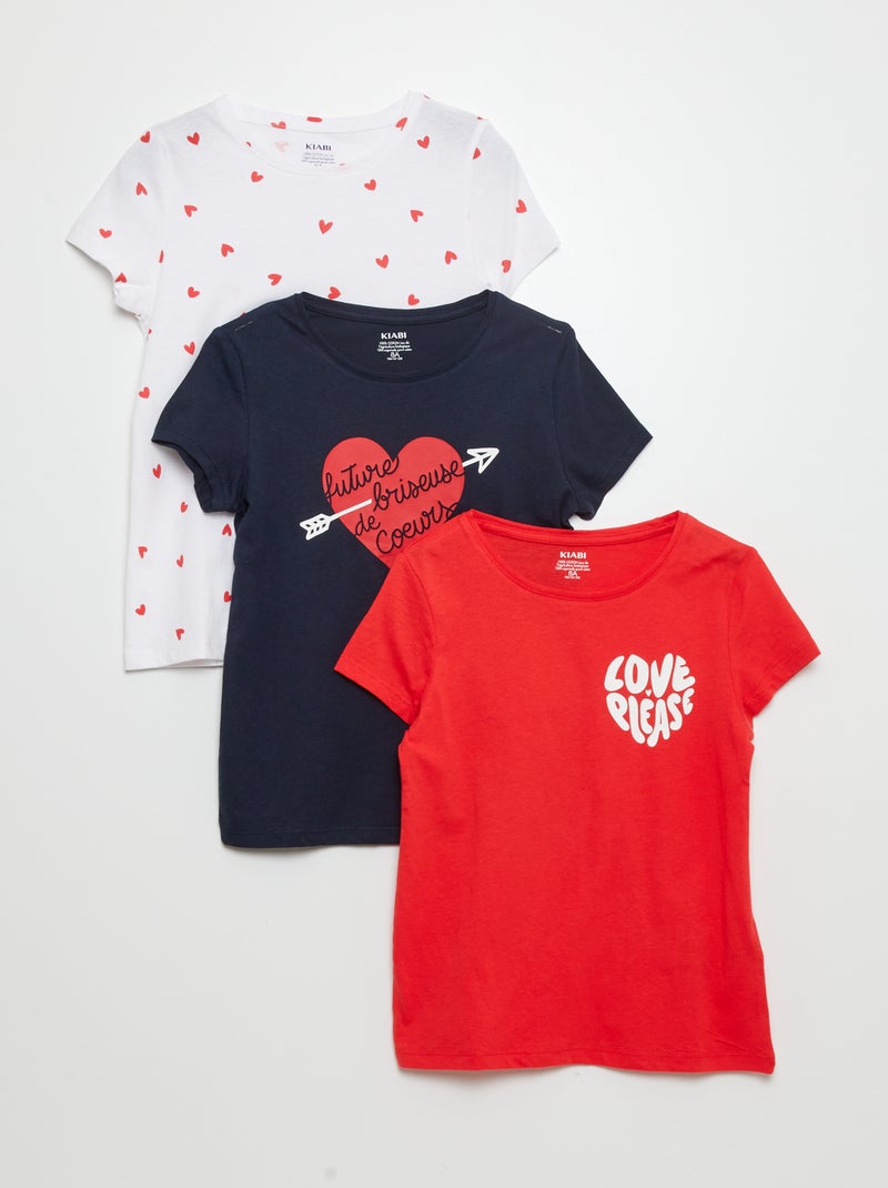 Pack de 3 camisetas estampadas AZUL - Kiabi