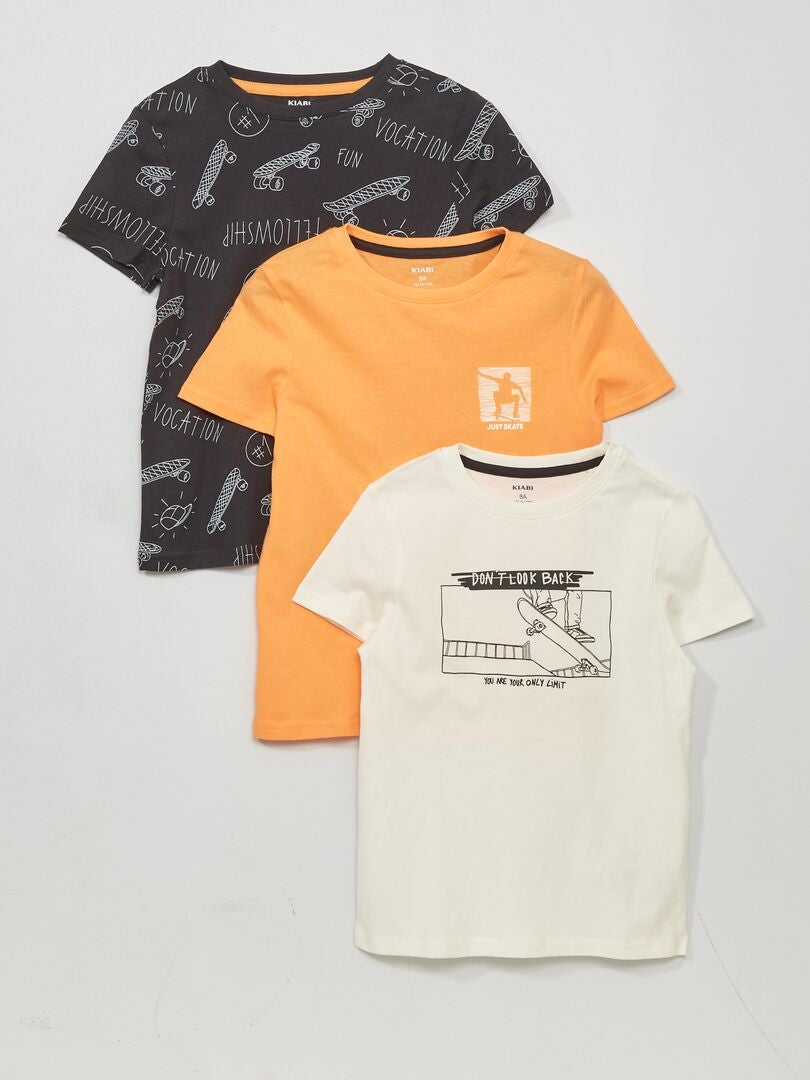 Pack de 3 camisetas estampadas BLANCO - Kiabi