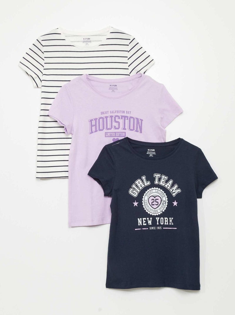 Pack de 3 camisetas estampadas PURPURA - Kiabi