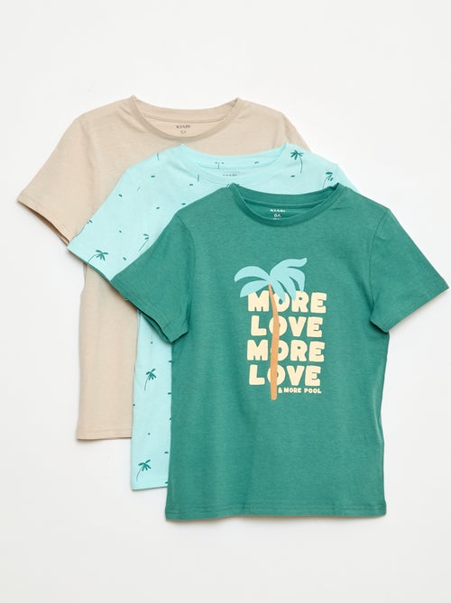 Pack de 3 camisetas estilo 'palmera' - Kiabi