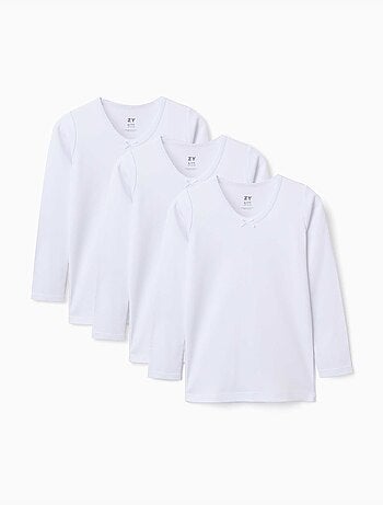 Pack de 3 camisetas interiores de manga larga de algodón perchado